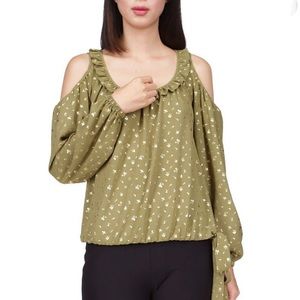 🎉HP🎉Michael Kors Printed Cold-Shoulder Tie-Hem Top Sz L